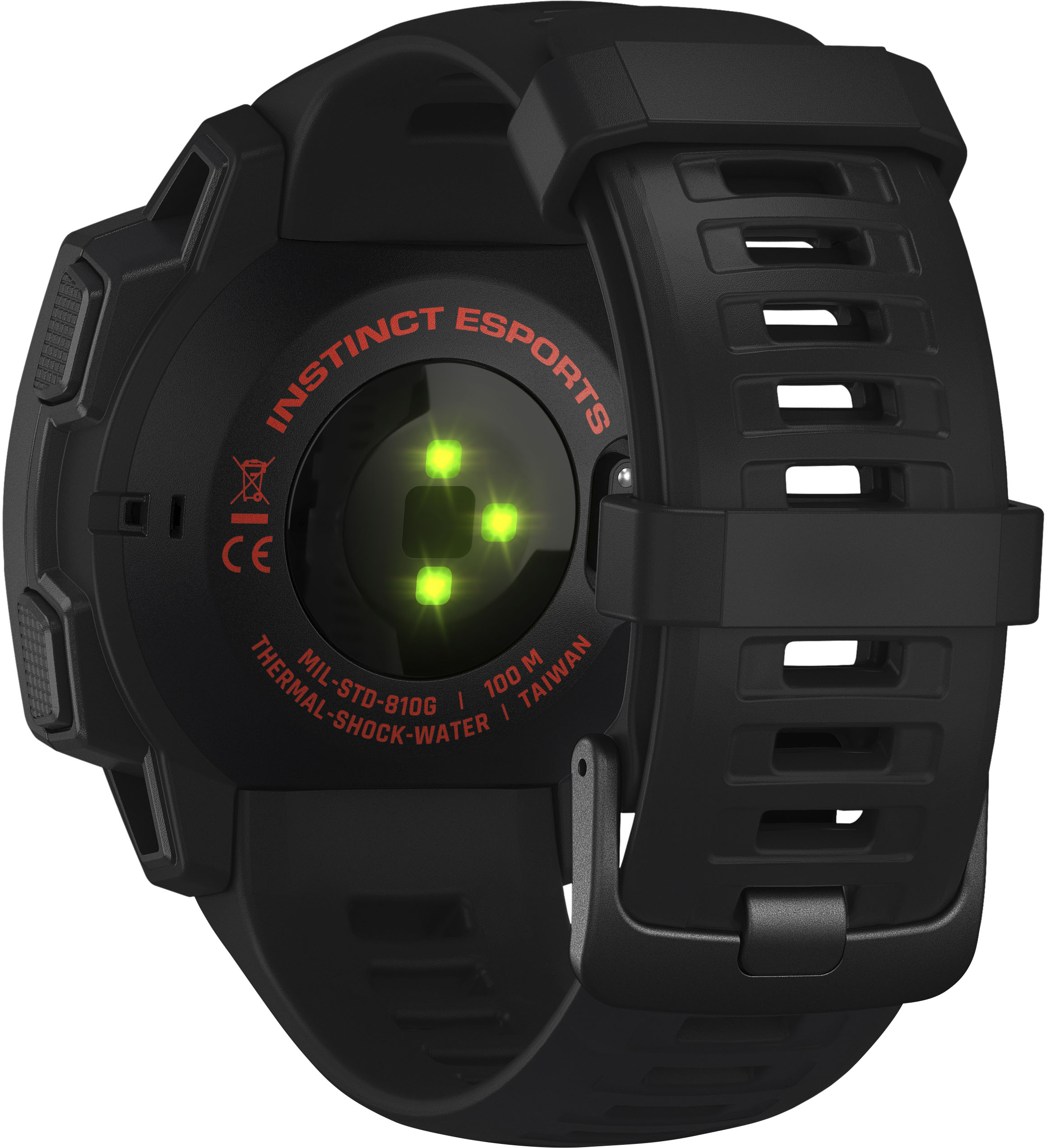 Back View: Garmin - Instinct Esports GPS Smartwatch 22mm Fiber Reinforced Polymer - Black