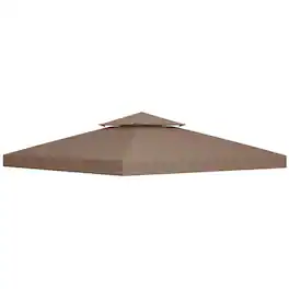 Outsunny - Gazebo Replacement Canopy for Model 01 -0153, 2-Tier Top Cover for 9.8' x 9.8' Gazebo - Coffee
