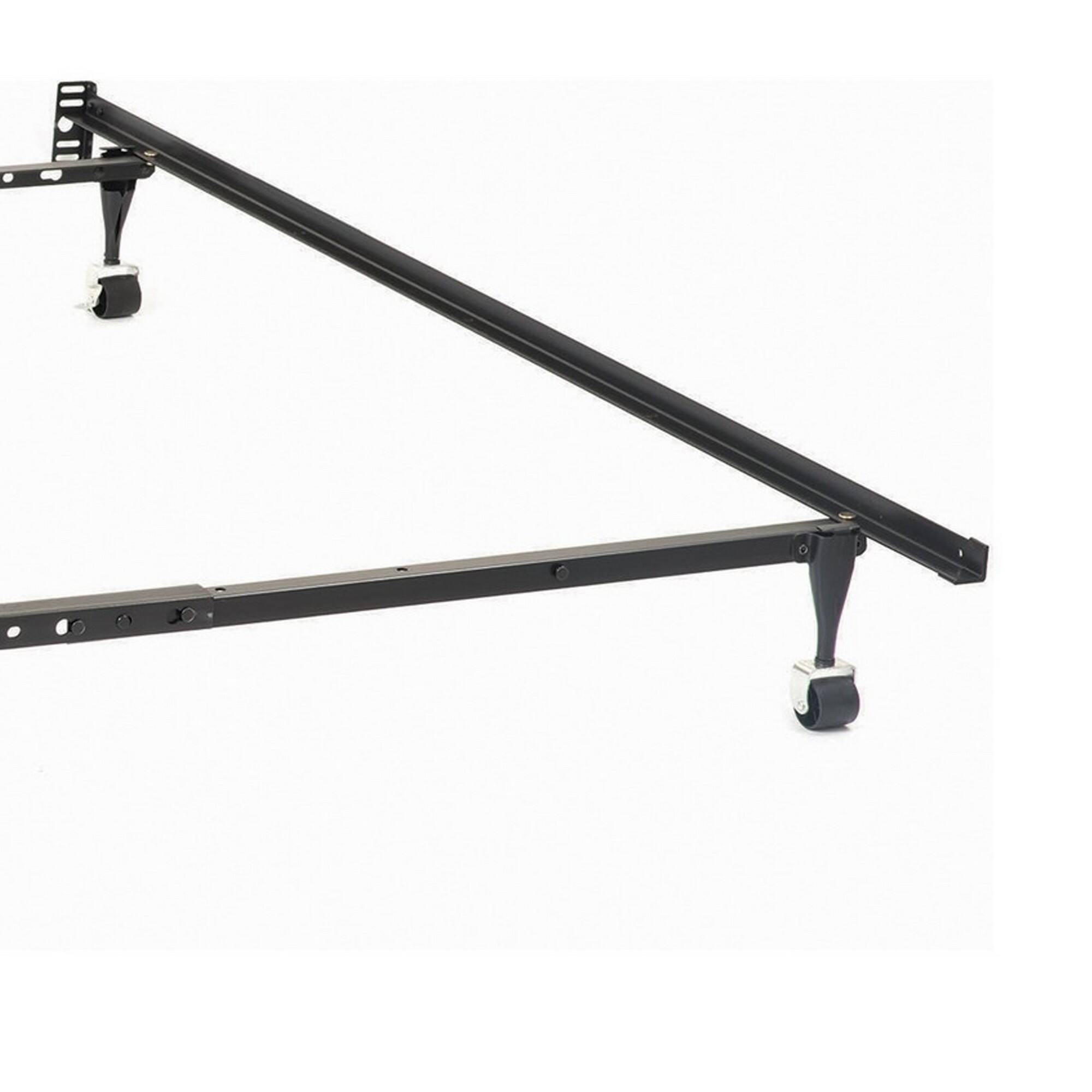 Alt View 2. Manhattan Lane - Akz Multisize Bed Frame for Q, K, CK, Six Metal Legs, Rolling Caster Wheels - Black.