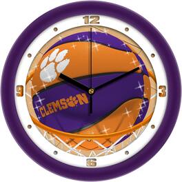 MpDirect - Clemson Tigers 11.5" Suntime Slam Dunk Wall Clock - Multicolor