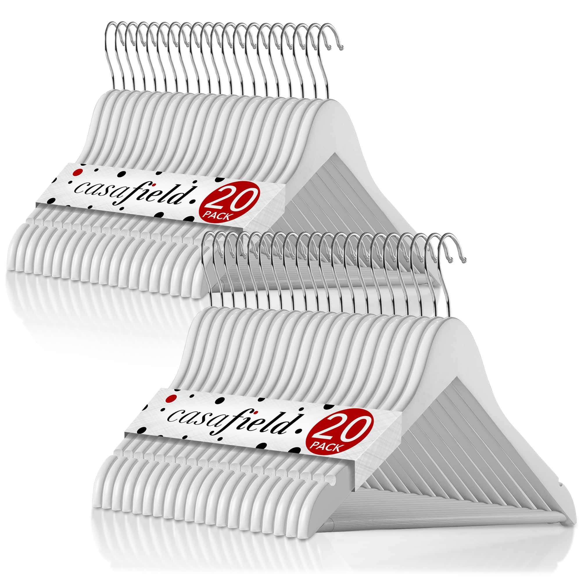 Casafield - 40 Wooden Suit Hangers - White