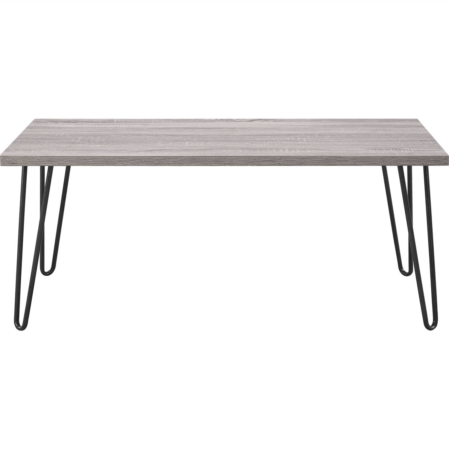 Hivvago - Modern Classic Vintage Style Coffee Table with Wood Top and Metal Legs - Oak, Black