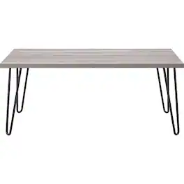 Hivvago - Modern Classic Vintage Style Coffee Table with Wood Top and Metal Legs - Oak, Black