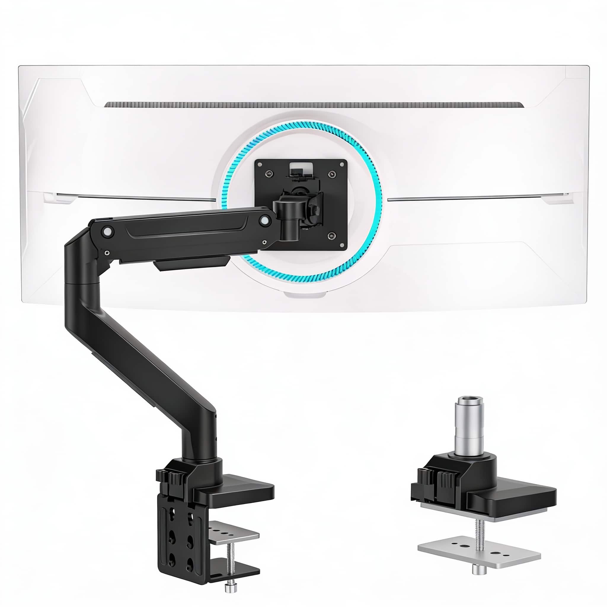 Frangdom - Gas Spring Adjustable Computer Monitor Stand - Black M-Ultrawide Single Arm 17x11 inch