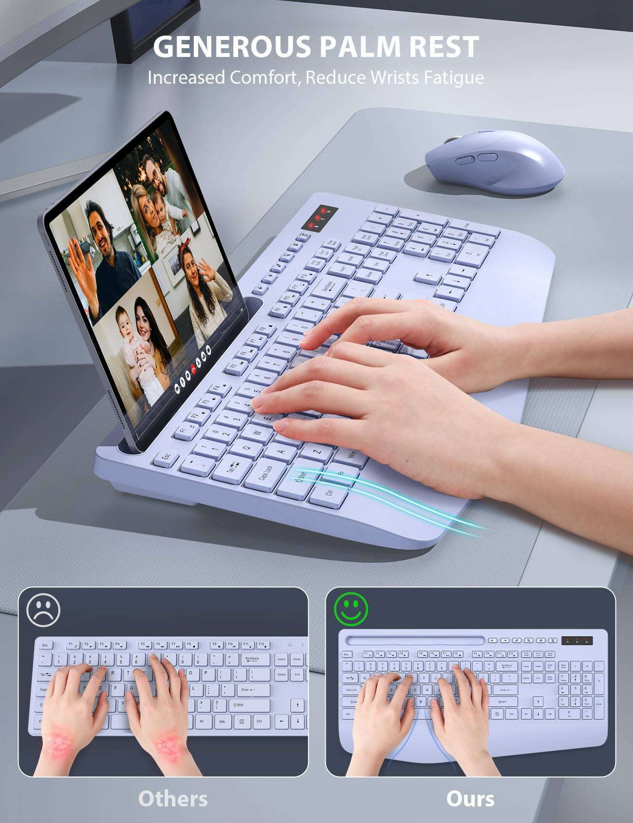 GENEROUS PALM REST  
Increased Comfort, Reduce Wrists Fatigue  

Others  
Ours