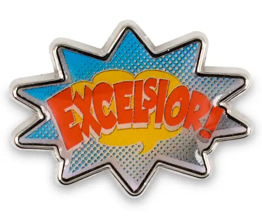 Front. Marvel - Stan Lee Excelsior Enamel Collector Pin - Blue.