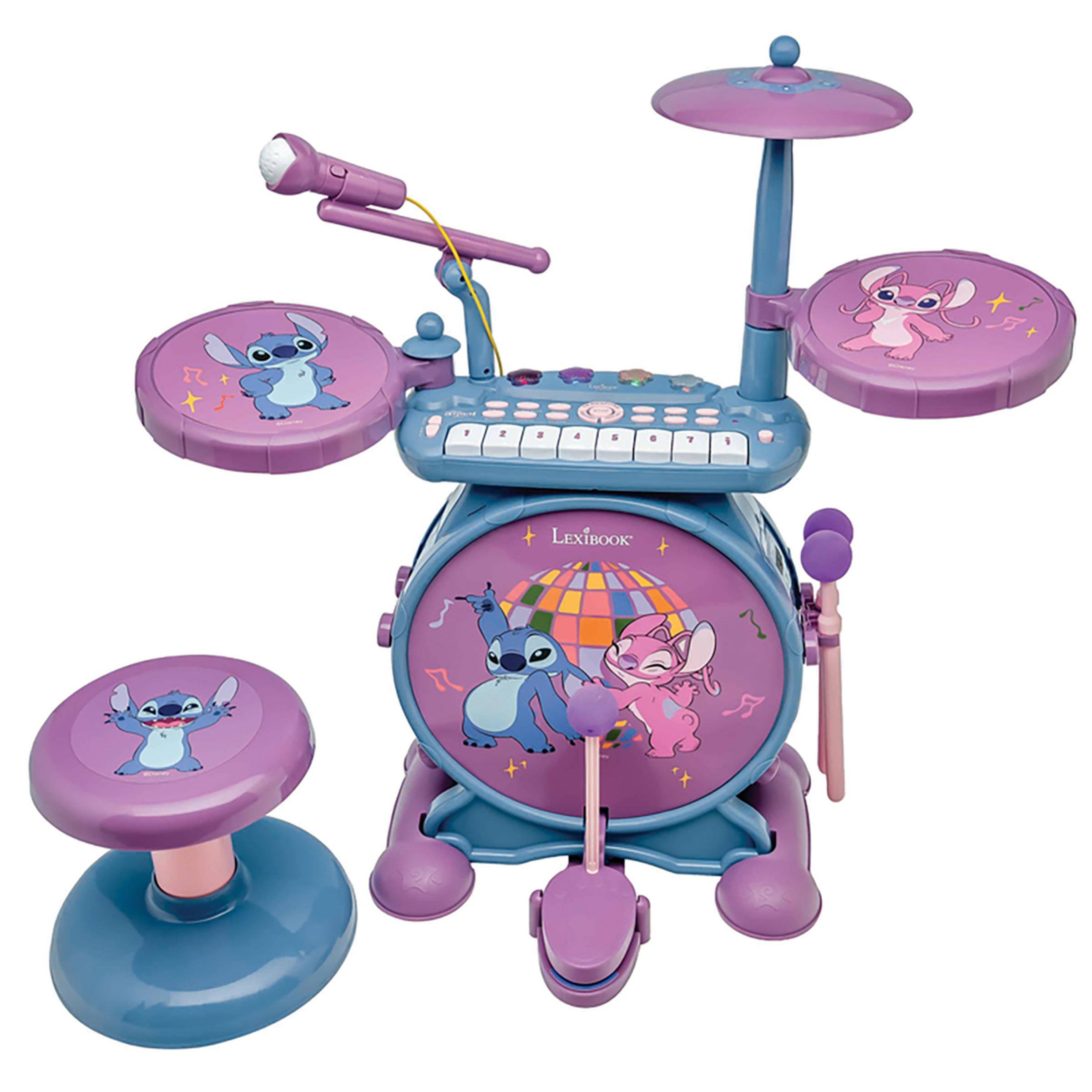 Alt View 2. Lexibook - Stitch Complete electronic luminous drums set with seat.