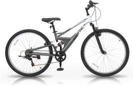 Winado - 27.5 In Mountain Bike for Men Women, 7 Speed Mountain Bike with Unique Bike Frame Design, Full Suspension, Dual V Brakes - Gray