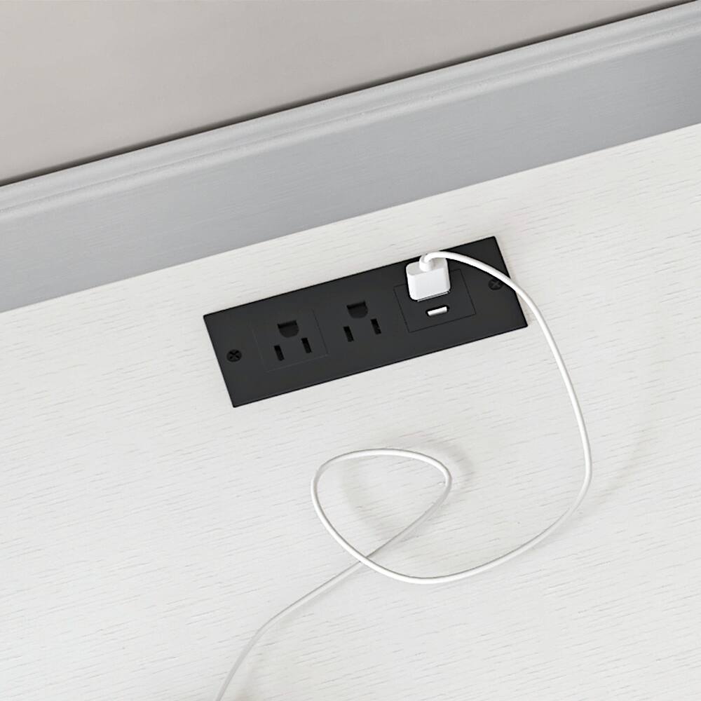 Alt View 4. Kadyn - Kadyn Wood Nightstand With Charging Station, Bedside Table With 2 Drawers, Bedroom - WH 2-Pack.