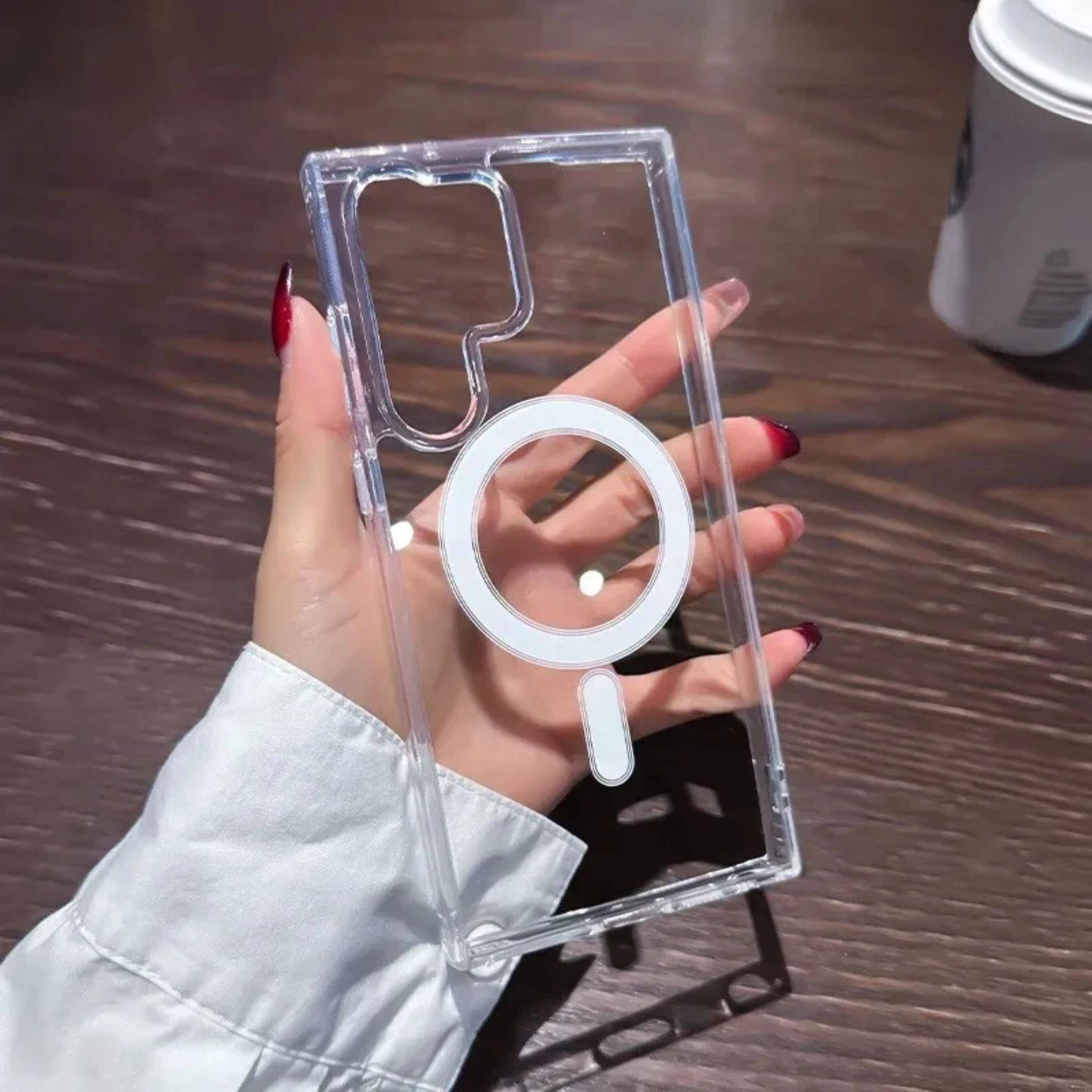 Left. Kitcheniva - Crystal Clear Magnetic Phone Case For Samsung Galaxy S23 Ultra - Clear.