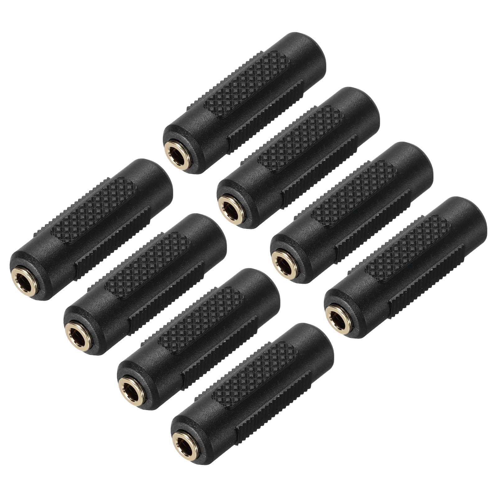 Unique Bargains - 8pcs 3.5mm F to 3.5mm F Coupler Gold Plated Copper Stereo TRS for Audio/HP/Spkr/Player/Video Rcvr/Sound Sys - Black
