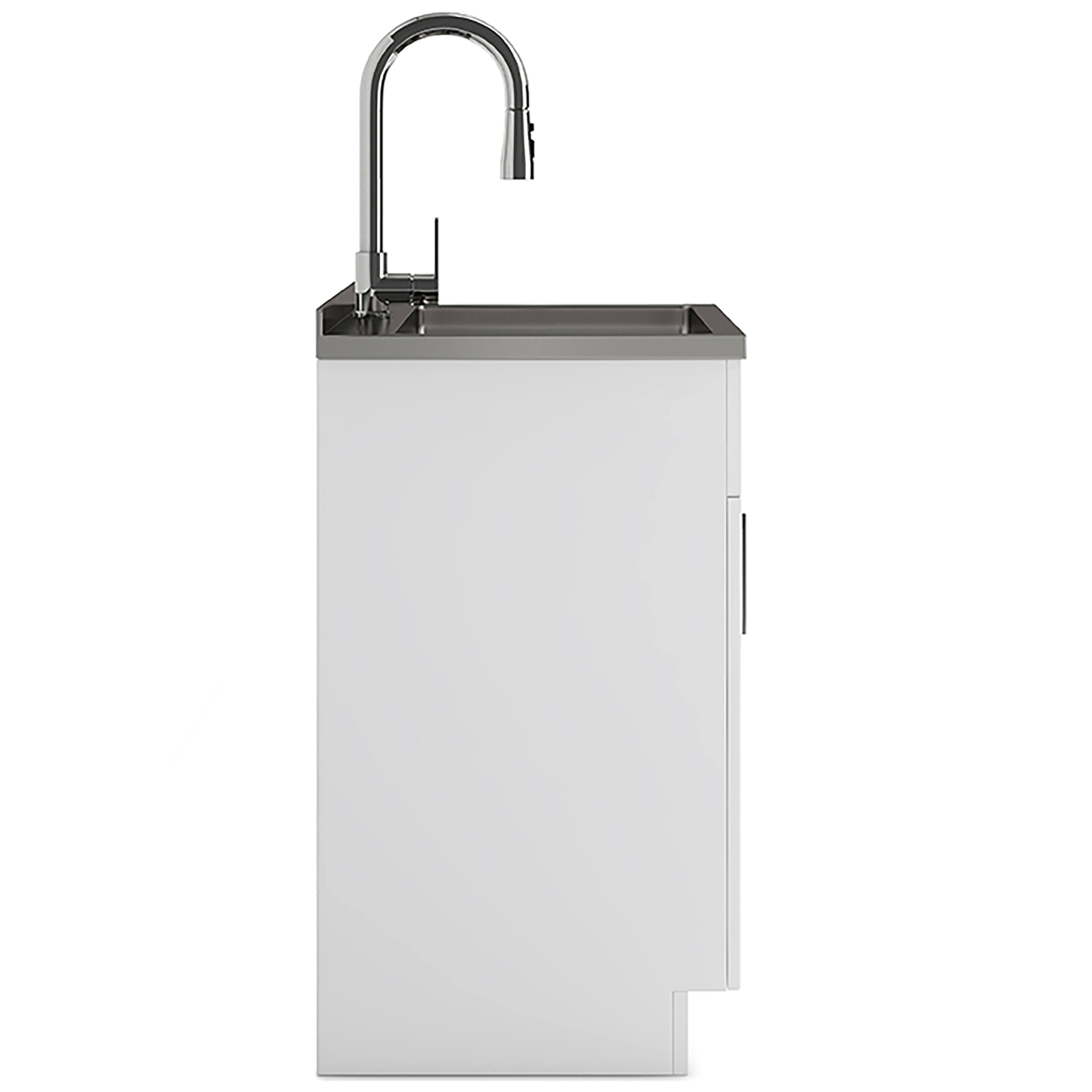 Alt View 2. Simpli Home - Modern Wide Shaker All-In-One 28-inch Laundry Utility Sink and Cabinet - Pure White.