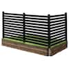 Front. VEVOR - 3 Panels Outdoor Privacy Screen, 50 x 48 in Air Conditioner Fence with 27.6 in Ground Stakes, Pool Equipment Enclosure - Black.