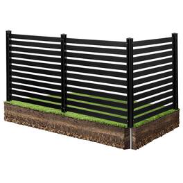 VEVOR - 3 Panels Outdoor Privacy Screen, 50 x 48 in Air Conditioner Fence with 27.6 in Ground Stakes, Pool Equipment Enclosure - Black