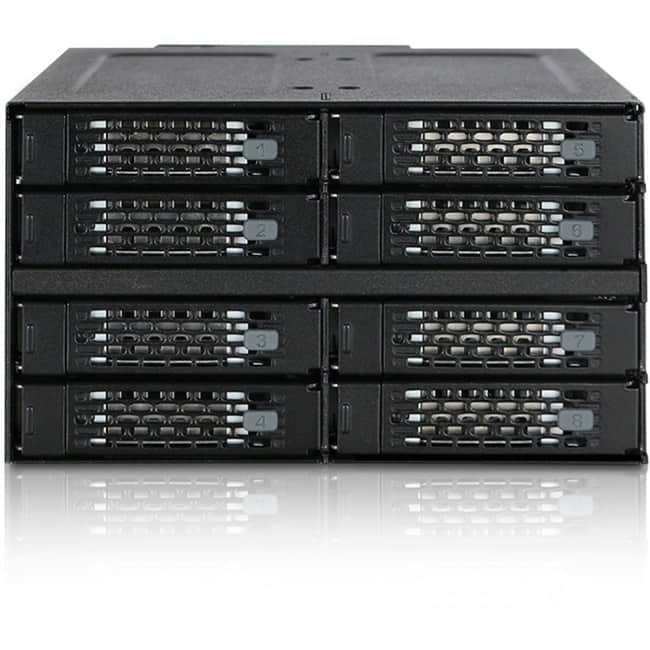 Icy Dock - ToughArmor MB508SP-B Drive Enclosure for 5.25" - Mini-SAS HD Host Interface Internal - Black - 8 x HDD