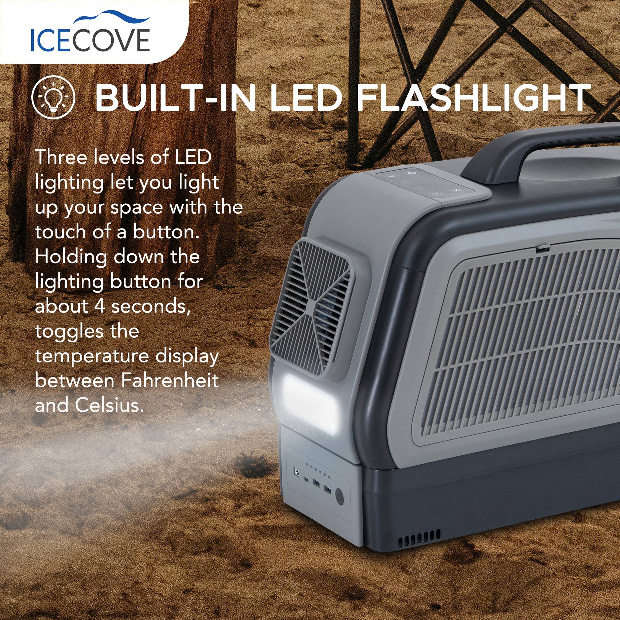 ICECOVE BUILT-IN LED FLASHLIGHT

Three levels of LED lighting let you light up your space with the touch of a button. Holding down the lighting button for about 4 seconds, toggles the temperature display between Fahrenheit and Celsius.