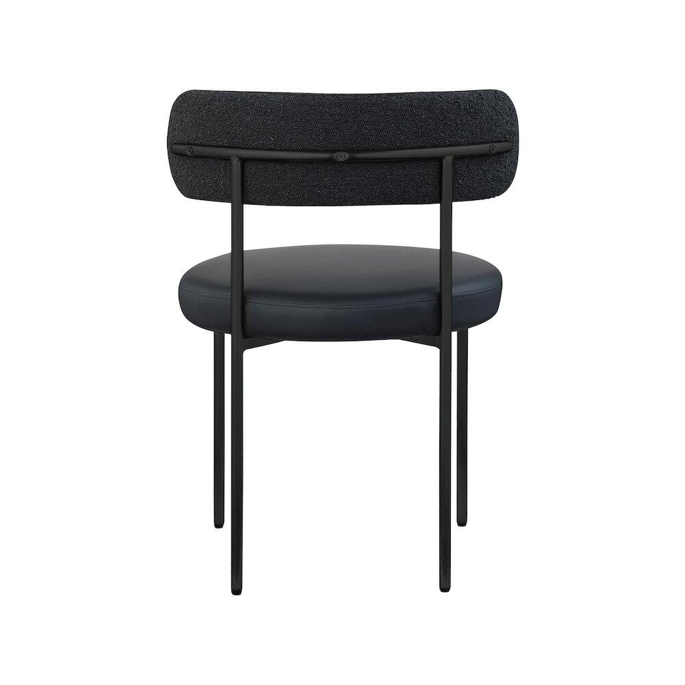Alt View 1. Meridian Furniture - Beacon Black Vegan Leather and Boucle Fabric Dining Chair, Set of 2 - Black.