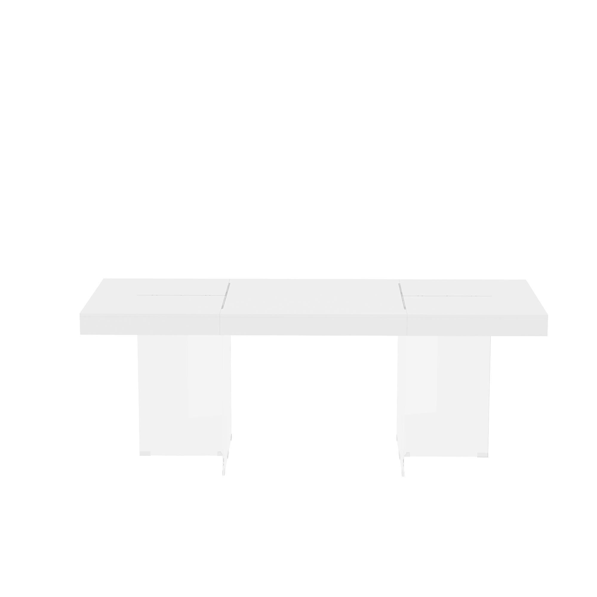 Alt View 6. FUFU & GAGA - Modern Dining Table with Tempered Glass Legs, Minimalist Rectangular Table for Dining Room or Living Room - White.