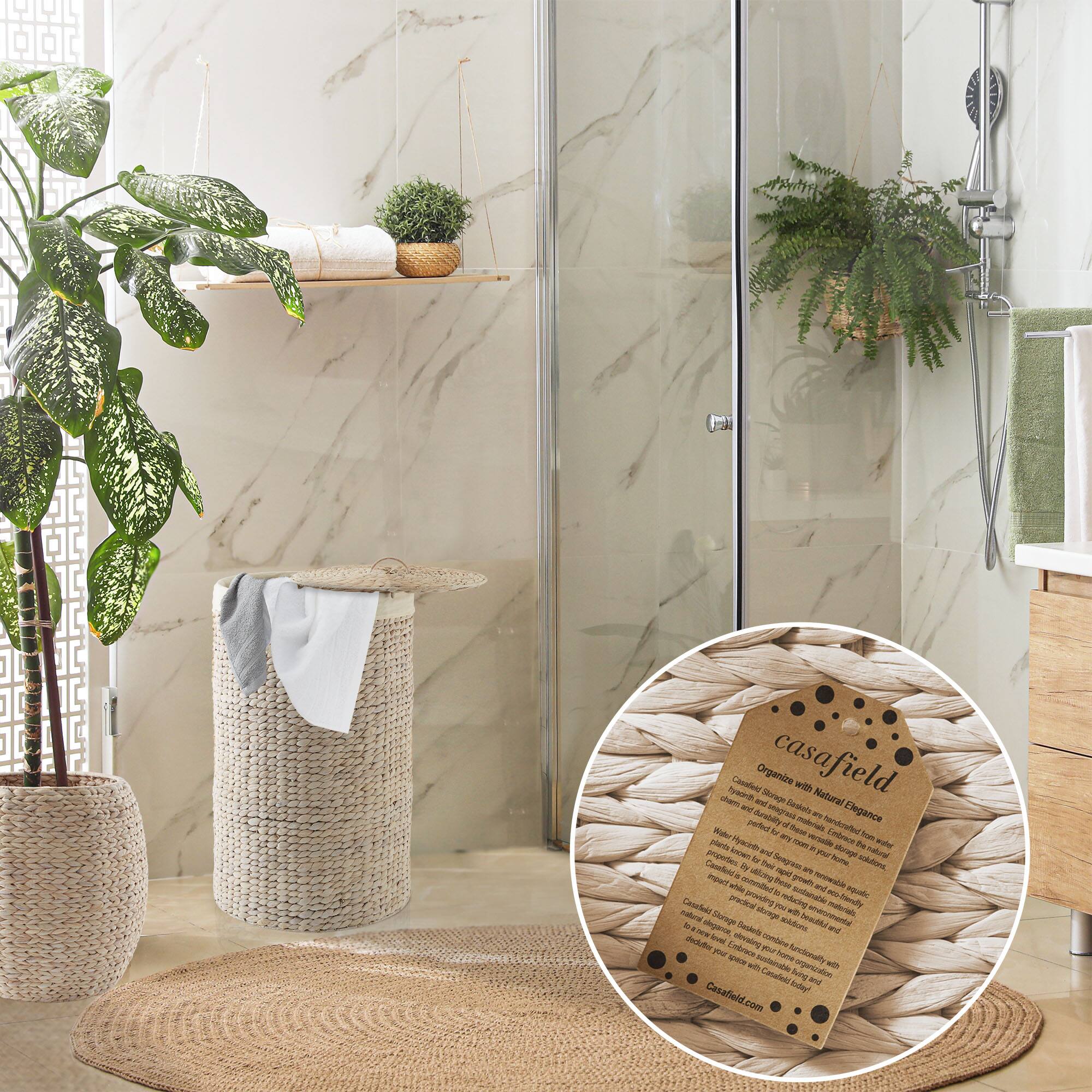casafield

Organize storage with Natural Elegance

Casafield's natural storage baskets are designed to bring a touch of nature into your home. Made from woven seagrass, these baskets are perfect for storing towels, linens, and other household items. Their natural texture and earthy tones add a warm, organic feel to any room.

- **Material:** Seagrass
- **Dimensions:** Vary by size
- **Color:** Natural
- **Care:** Wipe clean with a damp cloth
- **Features:** Durable, eco-friendly, and stylish

Casafield.com