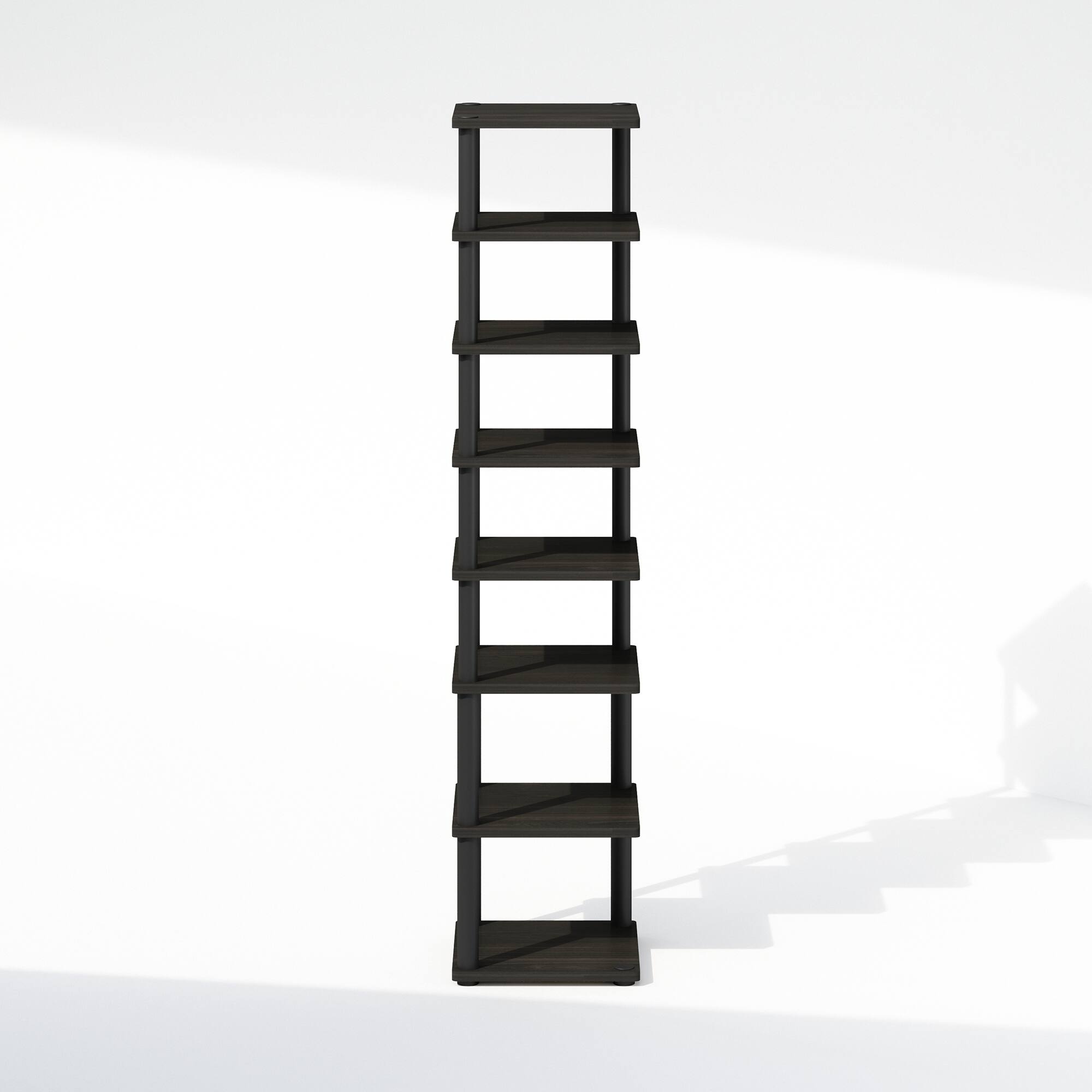 Alt View 2. Furinno - Turn-N-Tube 8-Tier Vertical Space Saving Free Standing Corner Shelf, Display Rack, Espresso/Black - Espresso/Black.