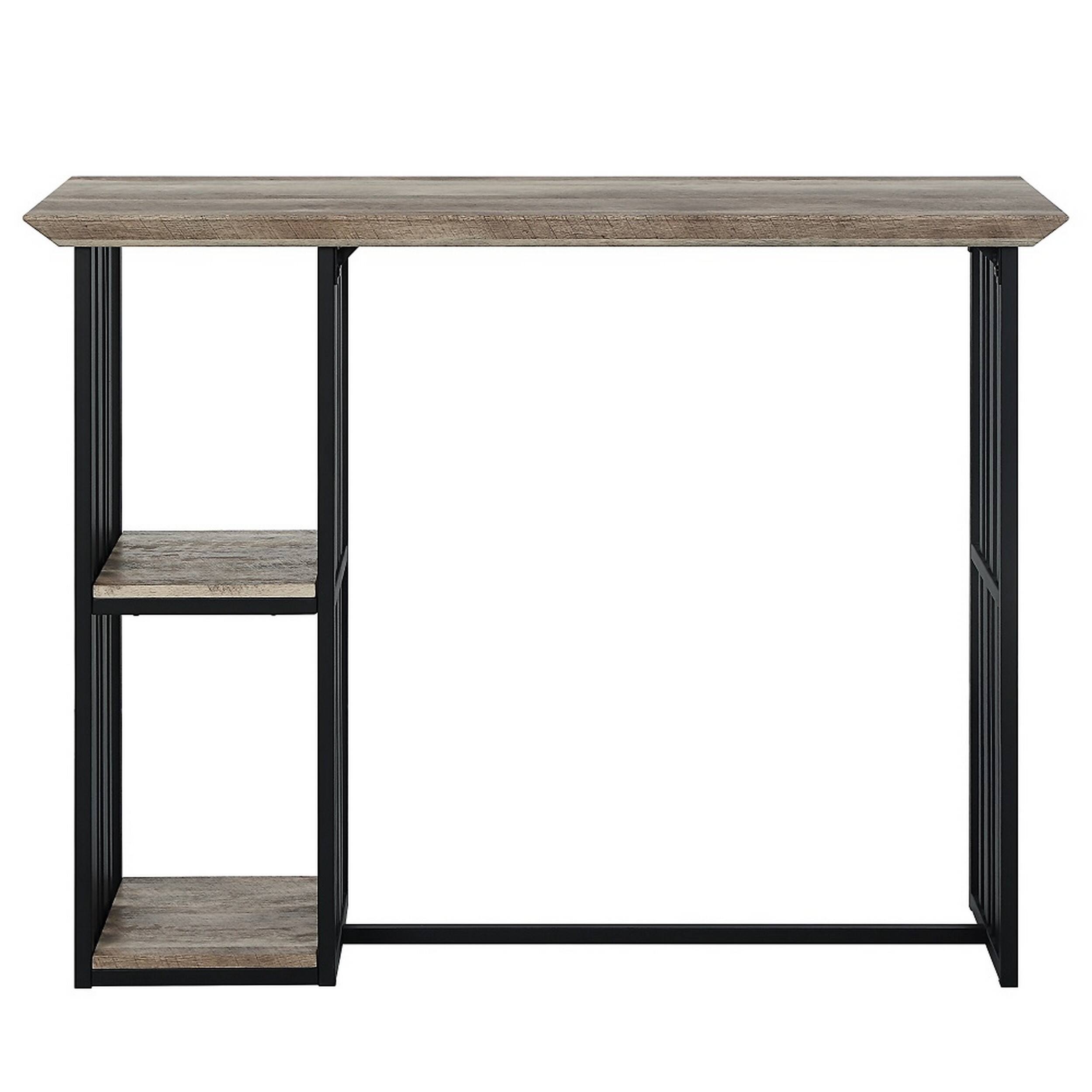 Alt View 1. Manhattan Lane - Nori 47 Inch Counter Height Table, 2 Shelves, Antique Oak Brown and Black - Brown, Black.