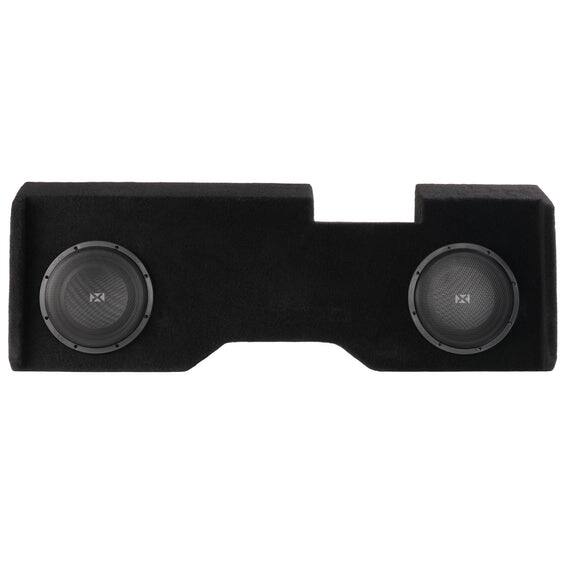 Angle. NVX - BOOST Box Custom Fit 10" 700W RMS Loaded Sealed Subwoofer Enclosure for 2014-2018 Chevrolet Silverado and GMC Sierra - Black.