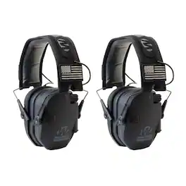 Walkers - Walker's Razor Slim Electronic Shooting Muffs 2-Pack, America Patch - Black
