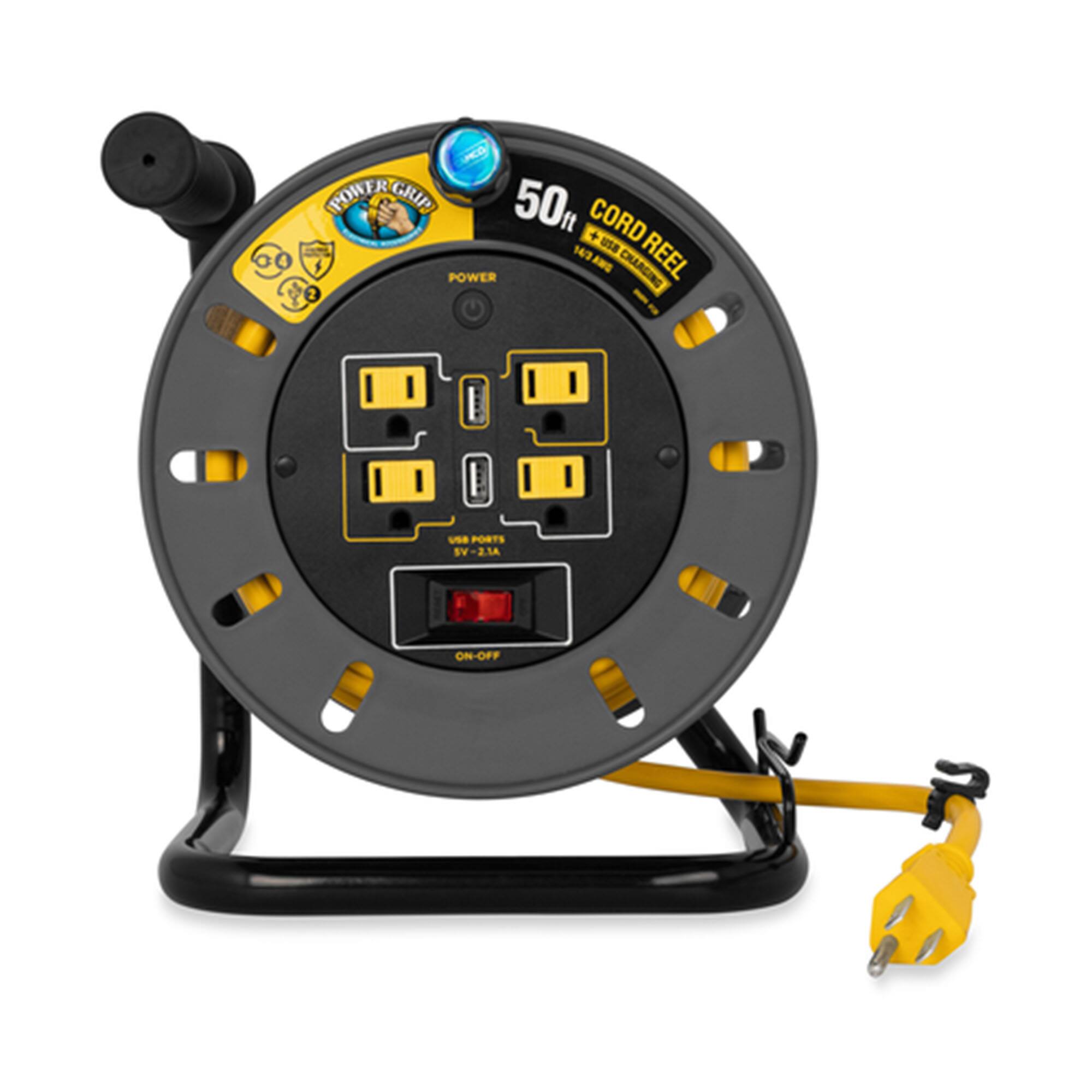PCO POWER GRIP 50ft CORD REEL  
143AMG 143 REEL ANE CHARGING POWER  
2 USA PORTS SV-2.1A ON-OFF
