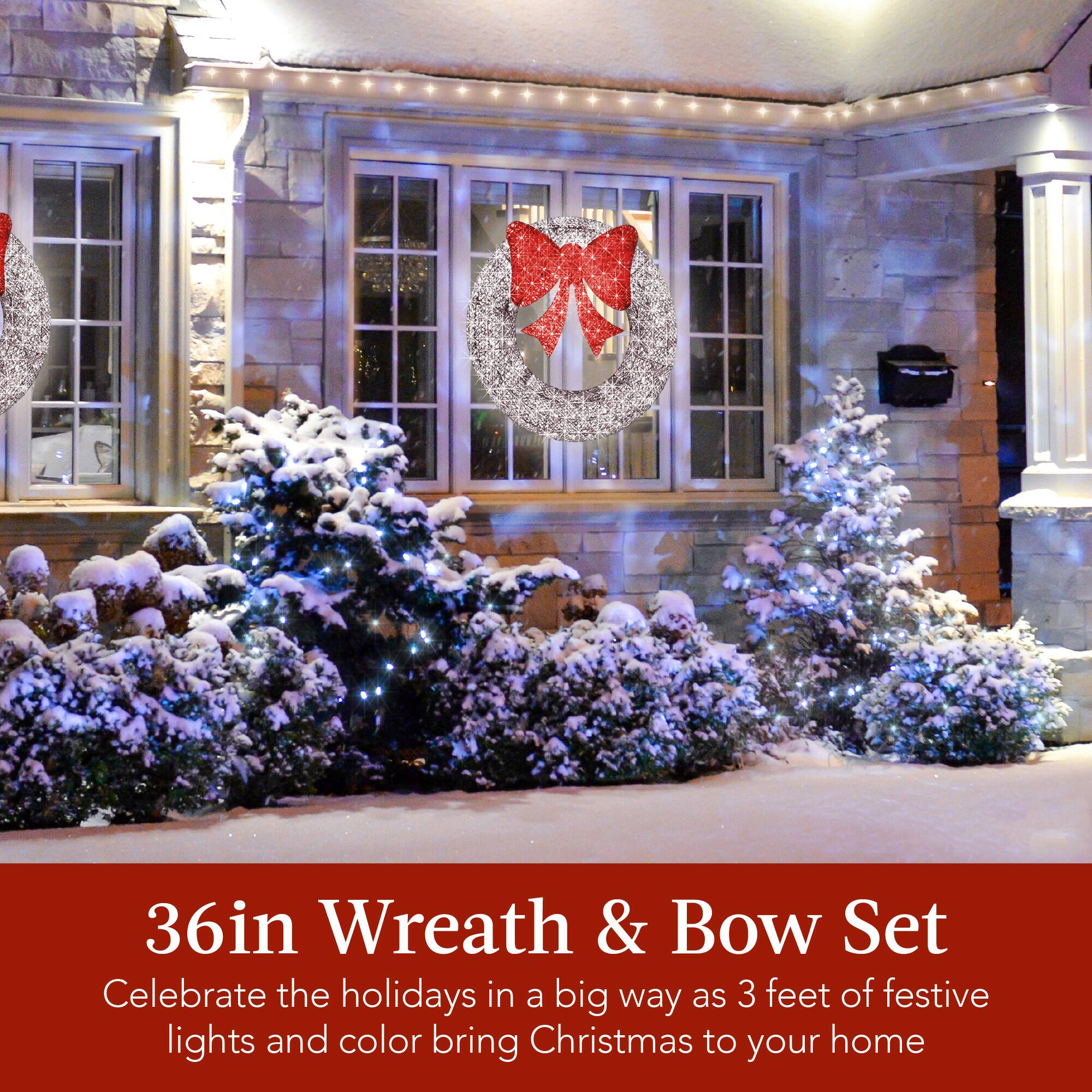 36in Wreath & Bow Set

Celebrate the holidays in a big way as 3 feet of festive lights and color bring Christmas to your home