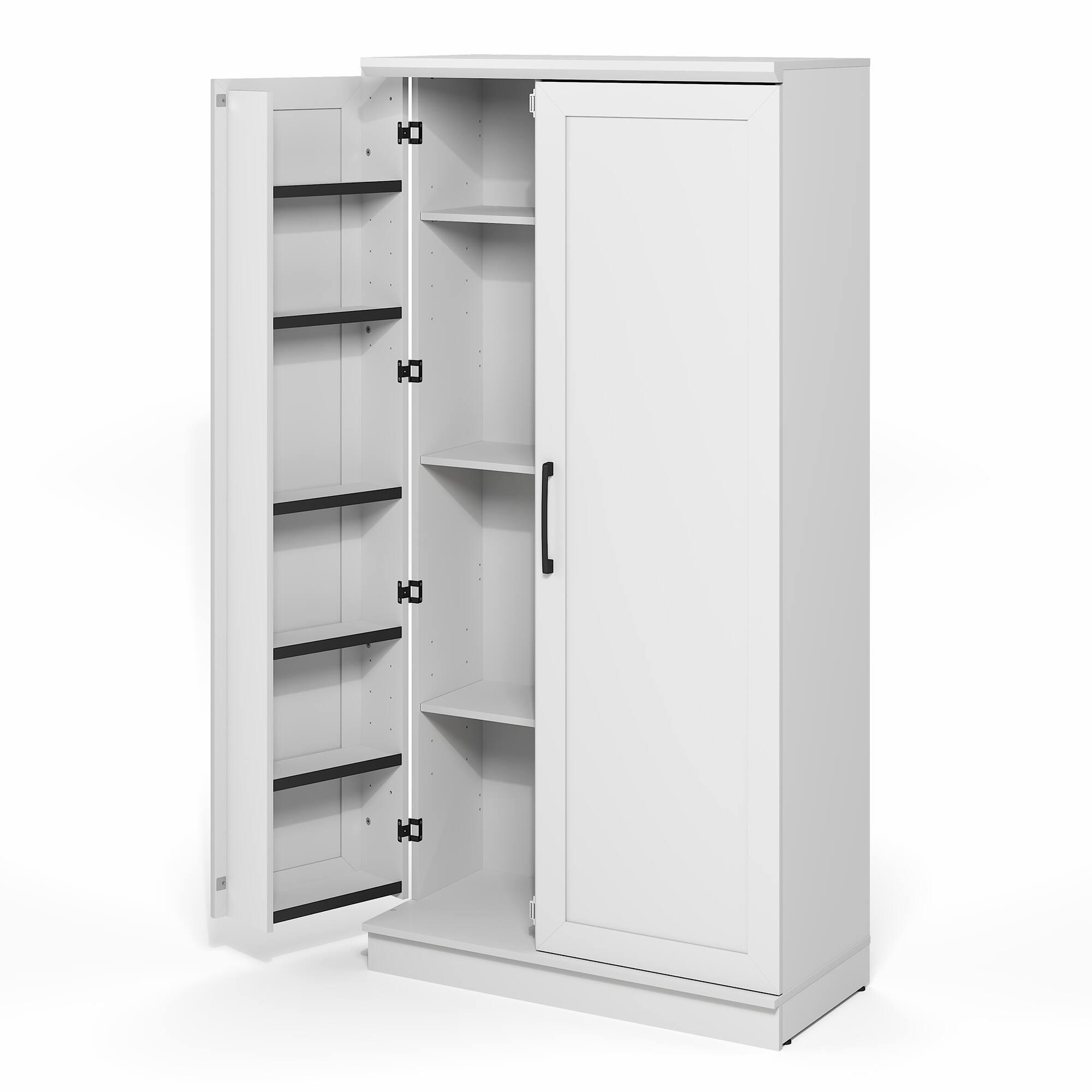 Alt View 10. Furinno - Robin Multipurpose Storage Cabinet, Pantry Cabinet, Kitchen Cabinet with 2 Doors, 71 H - White.