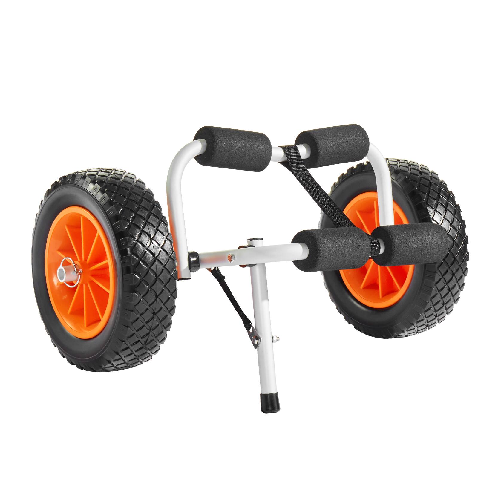 Alt View 5. VEVOR - Kayak Cart, 200 lbs Load Capacity, Foldable Kayak Trolley with 10-inch Solid Rubber Tires & 1 Ratchet Strap - Black and orange.