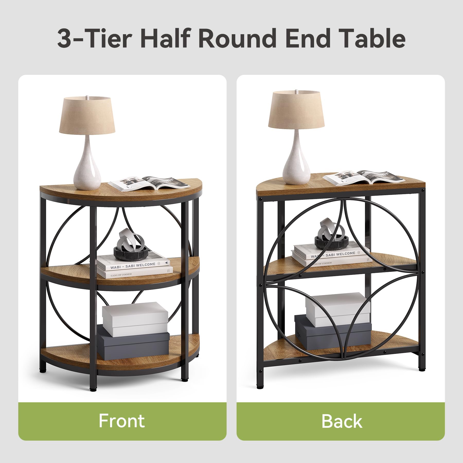 3-Tier Half Round End Table

WAR SABI WELCOME onvor more
WA
WELCOME 8 SABI

Front
Back