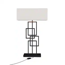 Infibrite - Geometric Chic 27 Inch Table Lamp with Square Shade, E26 Bulb Compatible, Ambient Lighting - White