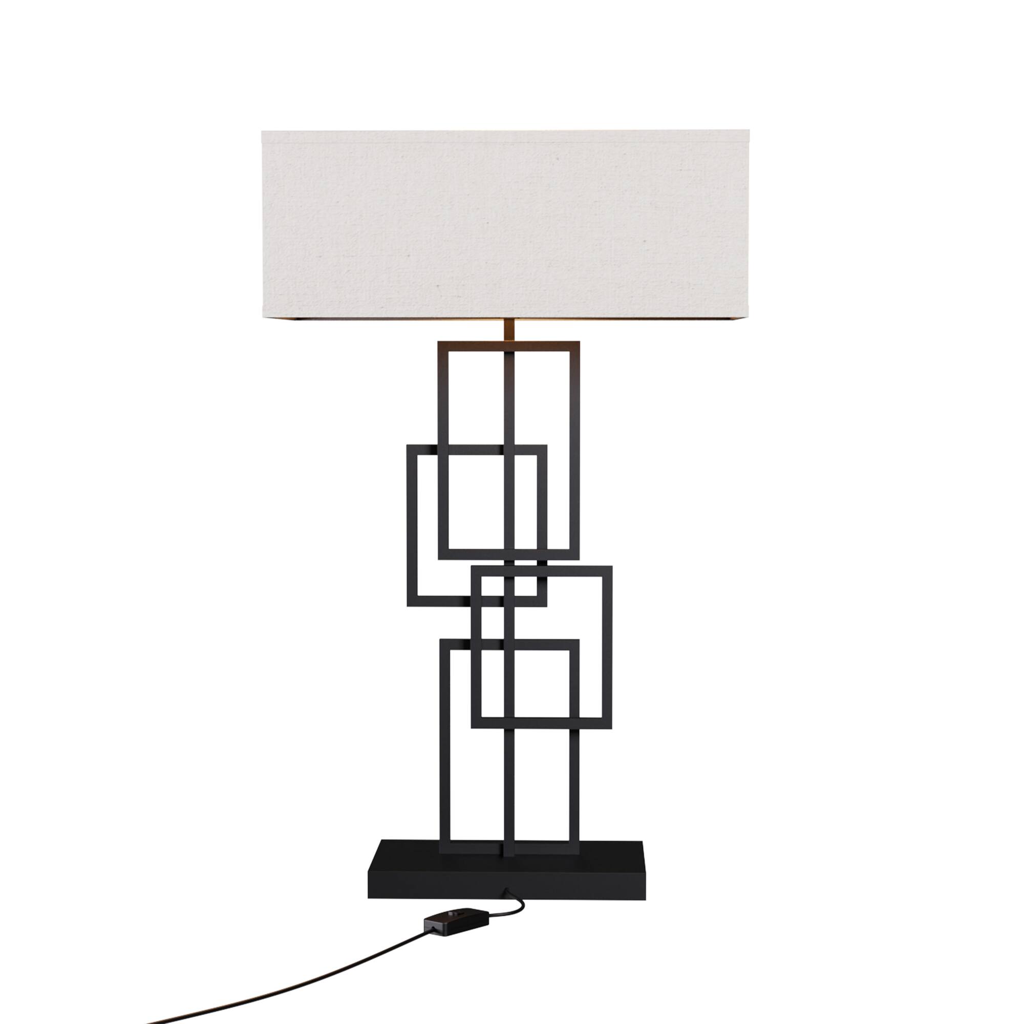Front. Infibrite - Geometric Chic 27 Inch Table Lamp with Square Shade, E26 Bulb Compatible, Ambient Lighting - White.