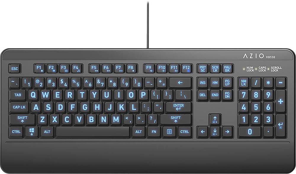 Geef energie draadloze mosterd AZIO KB530 Full-size Wired Antimicrobial Membrane Keyboard for PC Black  KB530 - Best Buy