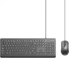 Front. AZIO - KM535 Full-size Wired Membrane Keyboard and Mouse Bundle for PC with Antimicrobial - Black.