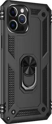 Angle. SaharaCase - Military Kickstand Series Carrying Case for Apple iPhone 12 and 12 Pro - Black.