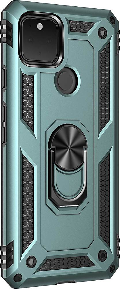 Angle. SaharaCase - Military Kickstand Series Carrying Case for Google Pixel 5 - Green.