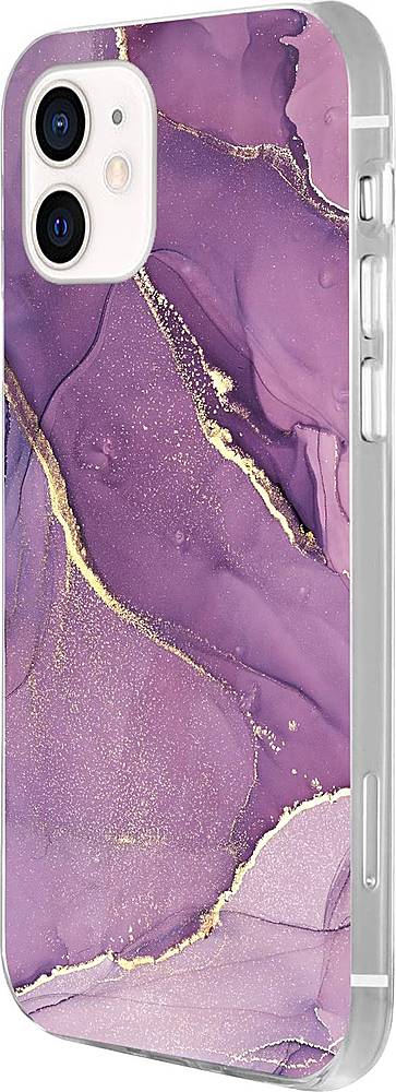 SaharaCase - Marble Carrying Case for Apple iPhone 12 and 12 Pro - Purple Marble