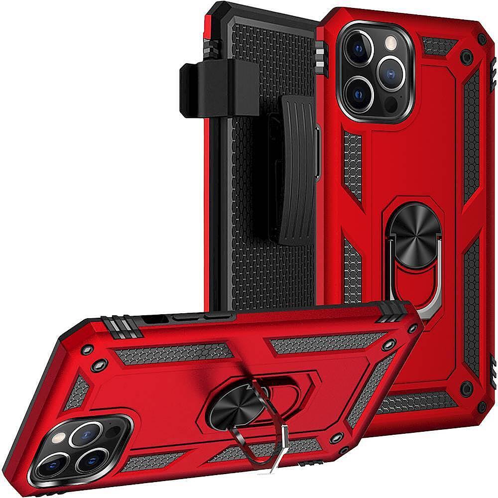 Alt View 11. SaharaCase - Military Kickstand Series Carrying Case for Apple iPhone 12 and 12 Pro - Red.