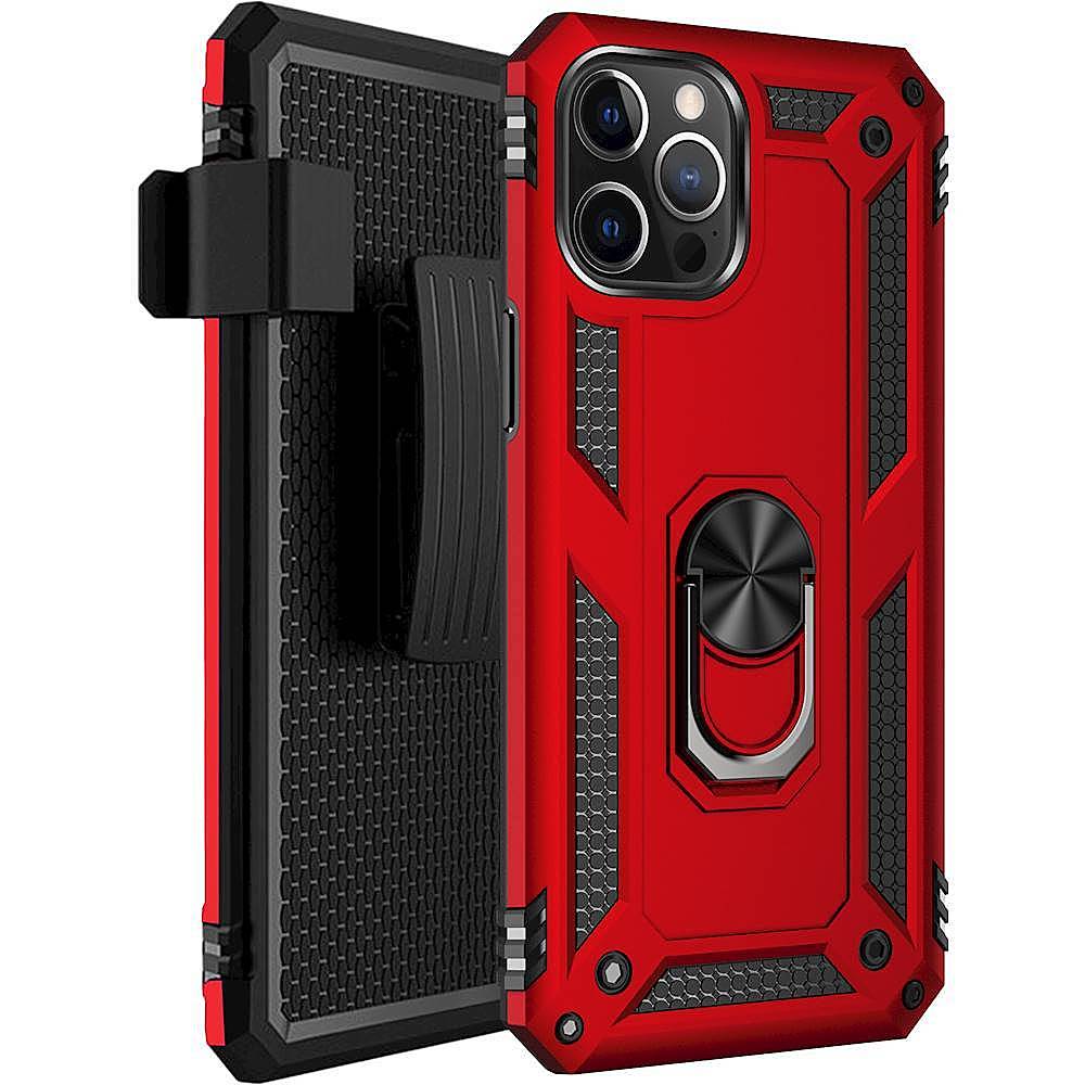 Alt View 13. SaharaCase - Military Kickstand Series Carrying Case for Apple iPhone 12 and 12 Pro - Red.