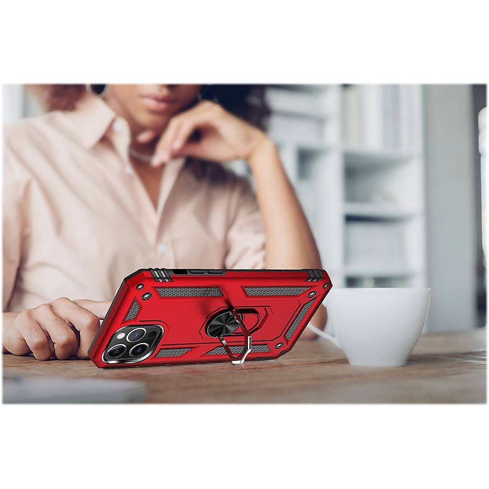 Alt View 14. SaharaCase - Military Kickstand Series Carrying Case for Apple iPhone 12 and 12 Pro - Red.