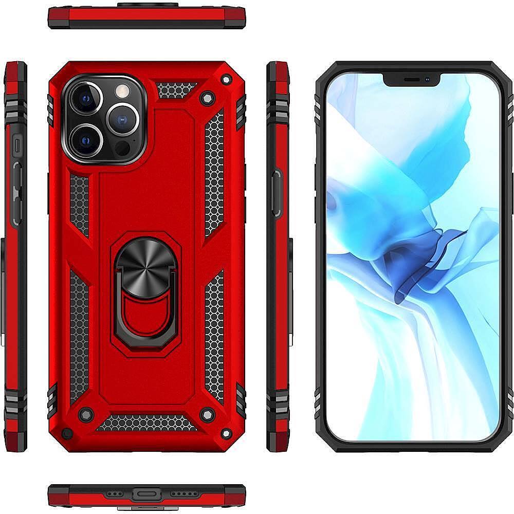 Alt View 17. SaharaCase - Military Kickstand Series Carrying Case for Apple iPhone 12 and 12 Pro - Red.