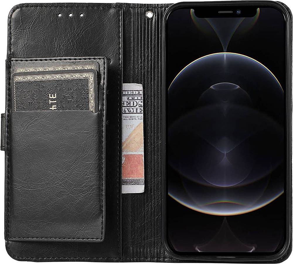 SaharaCase - Folio Wallet Case for Apple iPhone 12 Pro Max - Black