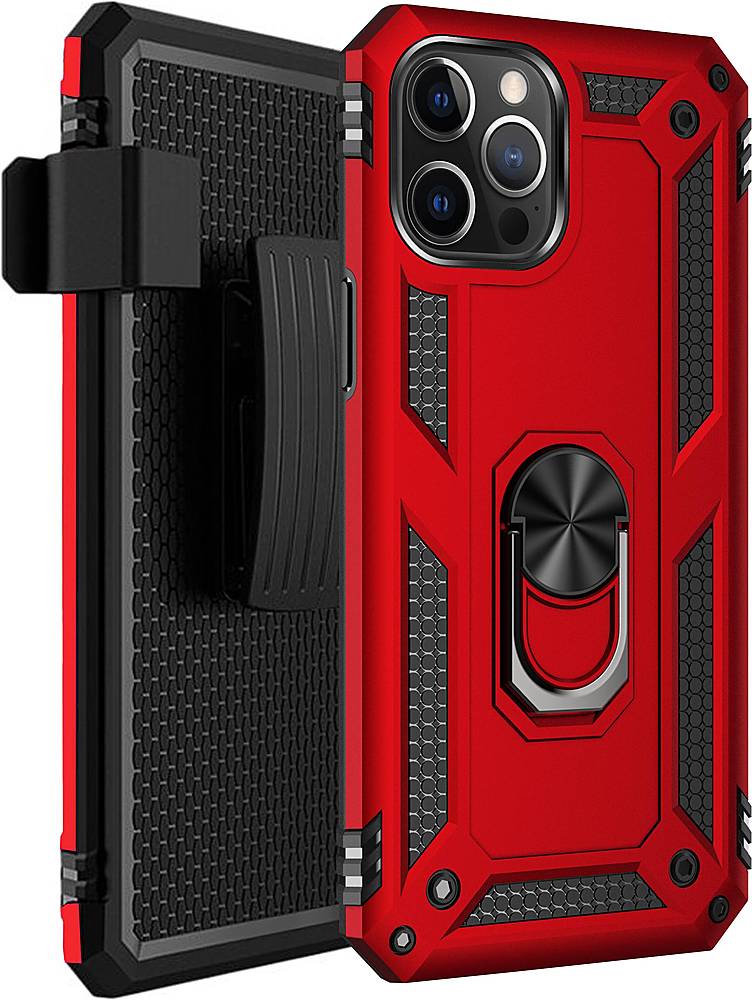Alt View 12. SaharaCase - Military Kickstand Series Carrying Case for Apple iPhone 12 Pro Max - Red.