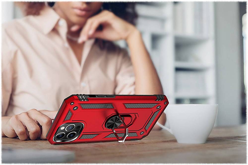 Alt View 17. SaharaCase - Military Kickstand Series Carrying Case for Apple iPhone 12 Pro Max - Red.