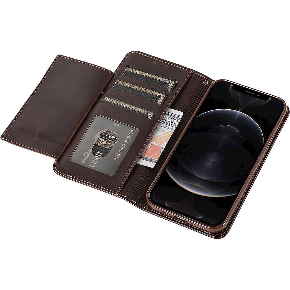 Alt View 12. SaharaCase - Folio Wallet Case for Apple iPhone 12 mini - Brown.