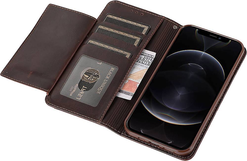Alt View 14. SaharaCase - Folio Wallet Case for Apple iPhone 12 Pro Max - Brown.