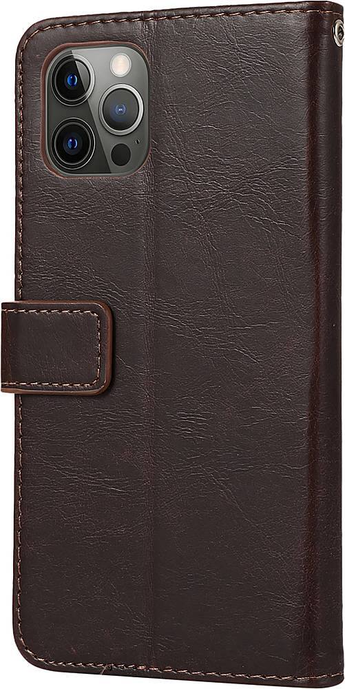 Left. SaharaCase - Folio Wallet Case for Apple iPhone 12 Pro Max - Brown.