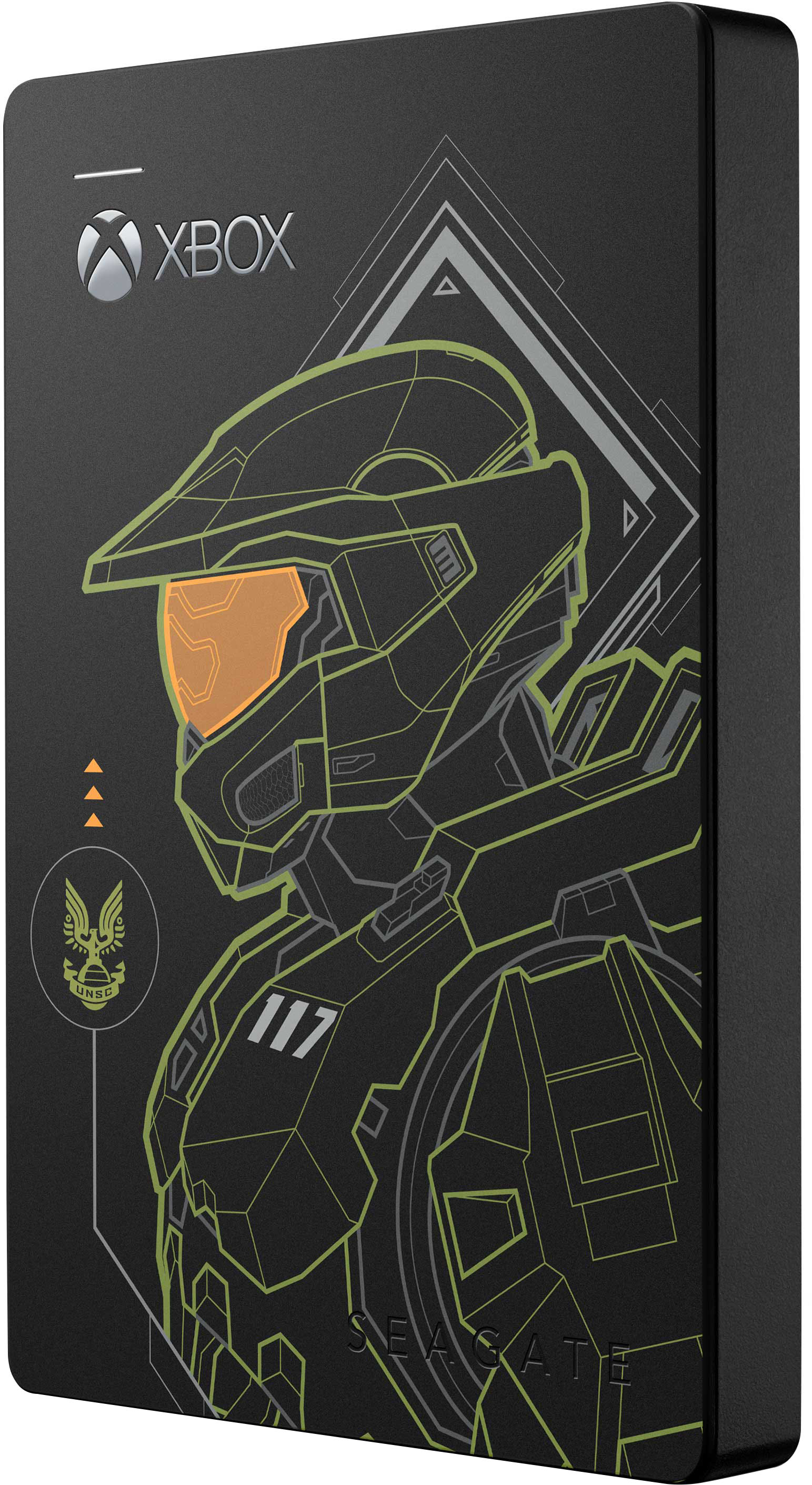Angle View: Seagate Game Drive for Xbox Officially Licensed 2TB External USB 3.0 Portable Hard Drive - Halo: Master Chief LE